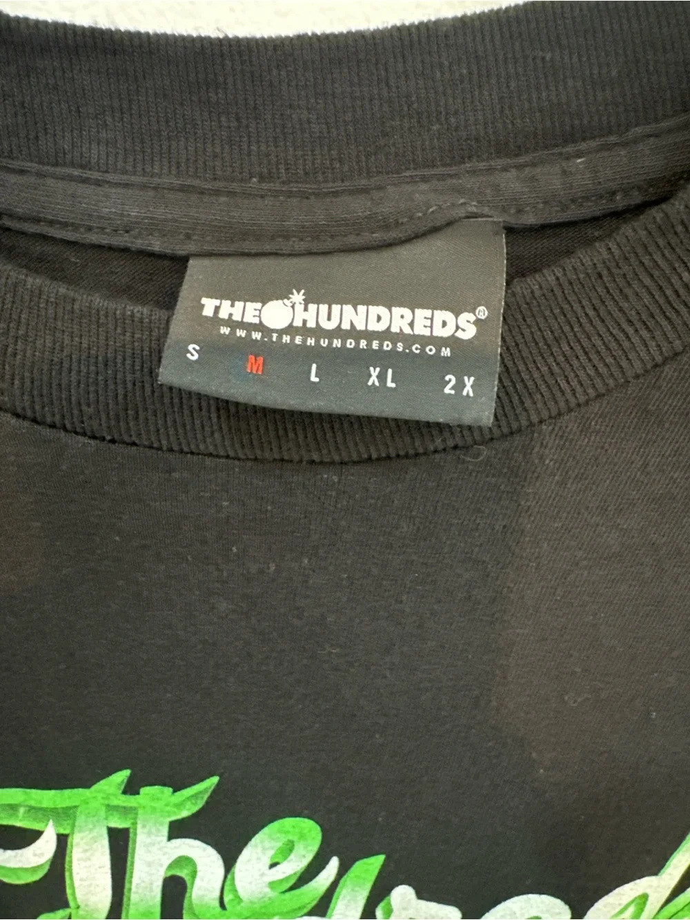 The Hundreds Black Tee with Green Script Logo